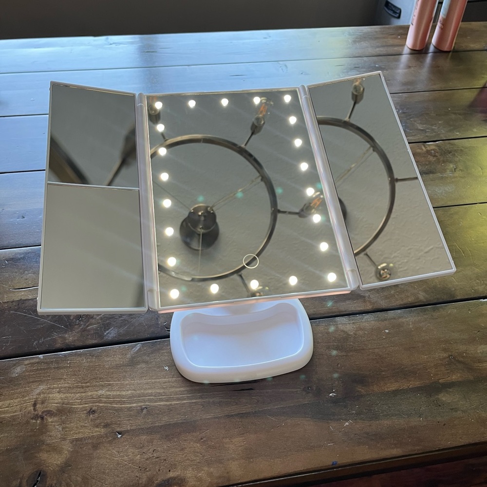 Trifold Lighted Makeup Vanity Mirror